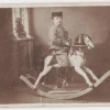 Exceptional CDV Child on Large Rocking Horse Toy