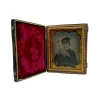 Rare Cased 6th Plate Ambrotype Musician Playing an Instrument