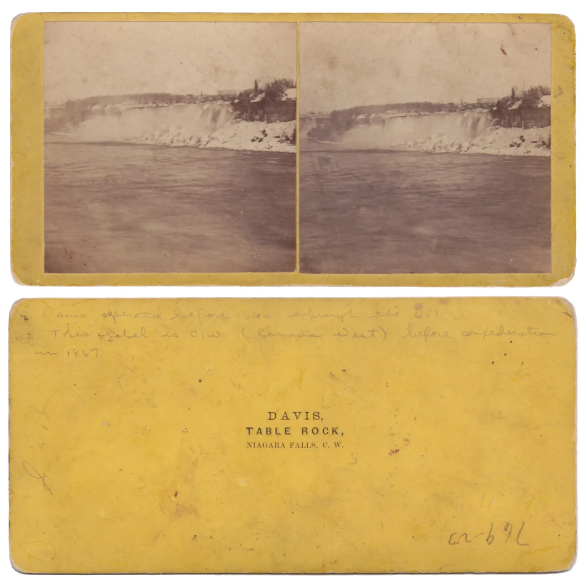 Rare Davis Table Rock Niagara Falls, C.W. Stereoview
