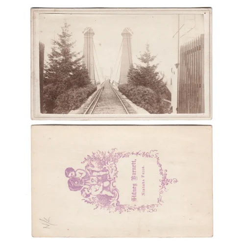 1860s CDV Photograph Rare View Niagara Falls Suspension Bridge by Barnett