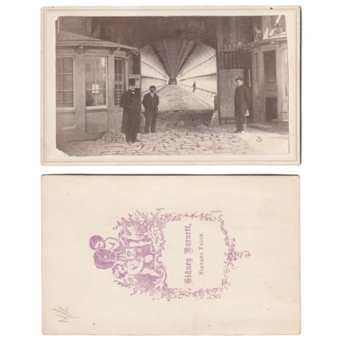 Outstanding 1860s CDV Photograph Rare View Inside Suspension Bridge Niagara Falls by Barnett