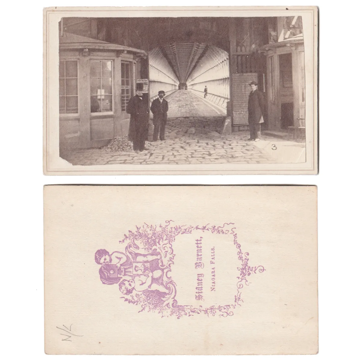 Outstanding 1860s CDV Photograph Rare View Inside Suspension Bridge Niagara Falls by Barnett