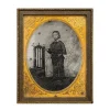 APH0311 1850s Half Plate Ambrotype Boy in Original Gilded Frame and Pressed Copper Mat