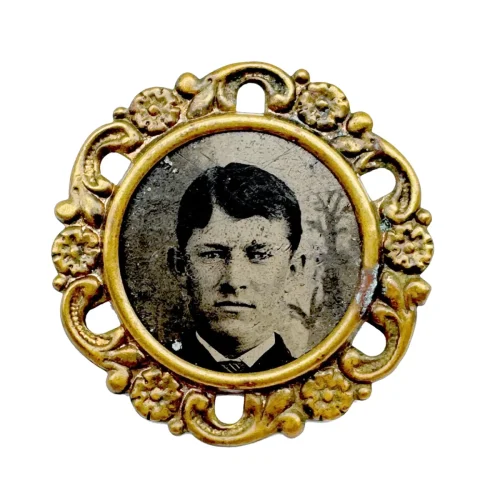 Antique Tintype Brooch Ornate Frame