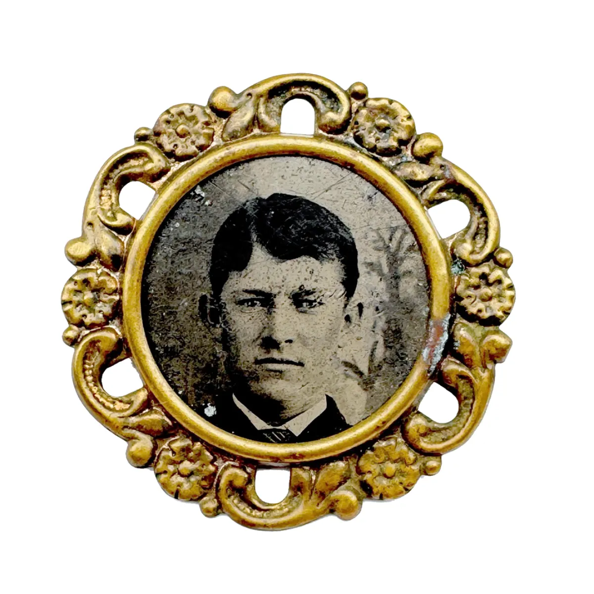 Antique Tintype Brooch Ornate Frame