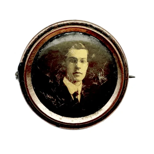 Antique Tintype Brooch Young Man