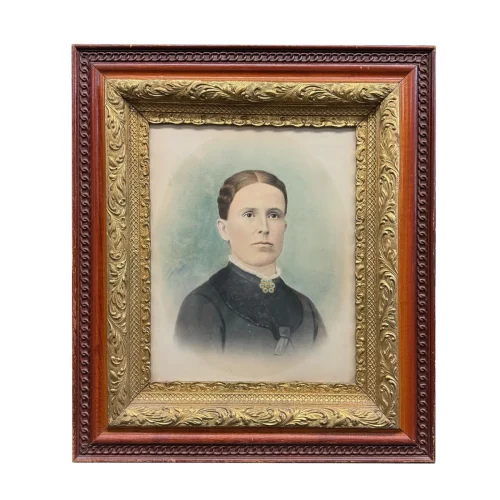 Large Hand Coloured Photographic Portrait of a Woman.