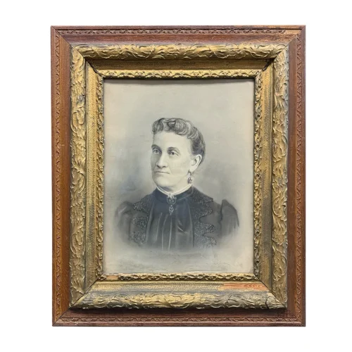 Large Charcoal Illustrated Photographic Portrait of a Woman