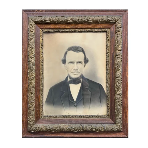 Large Charcoal Illustrated Photograph of Distinguished Gentleman