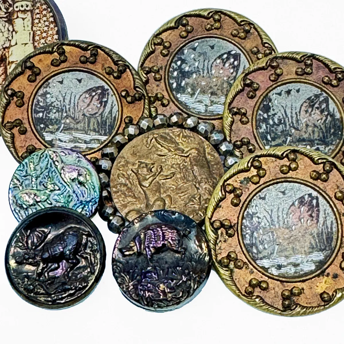 Antique Button Collection Animal Themes