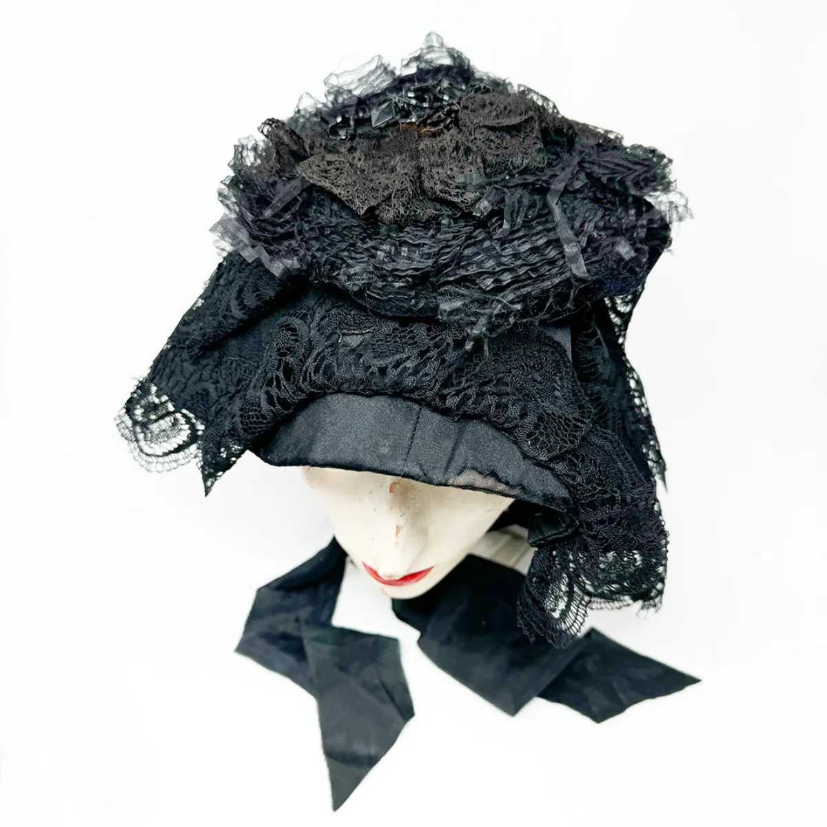 Elaborate Victorian Era Mourning Bonnet