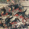 Original Kurz & Allison Chromolithograph Titled: Capture of El Caney, El Paso & Fortifications of Santiago CHARGE OF THE ROUGH RIDERS