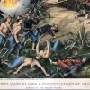 Original Kurz & Allison Chromolithograph Titled: Capture of El Caney, El Paso & Fortifications of Santiago CHARGE OF THE ROUGH RIDERS