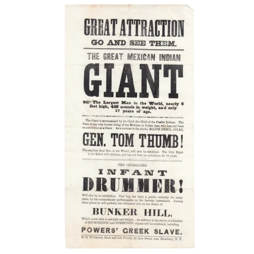 Rare Circus Sideshow Broadside THE GREAT MEXICAN INDIAN GIANT