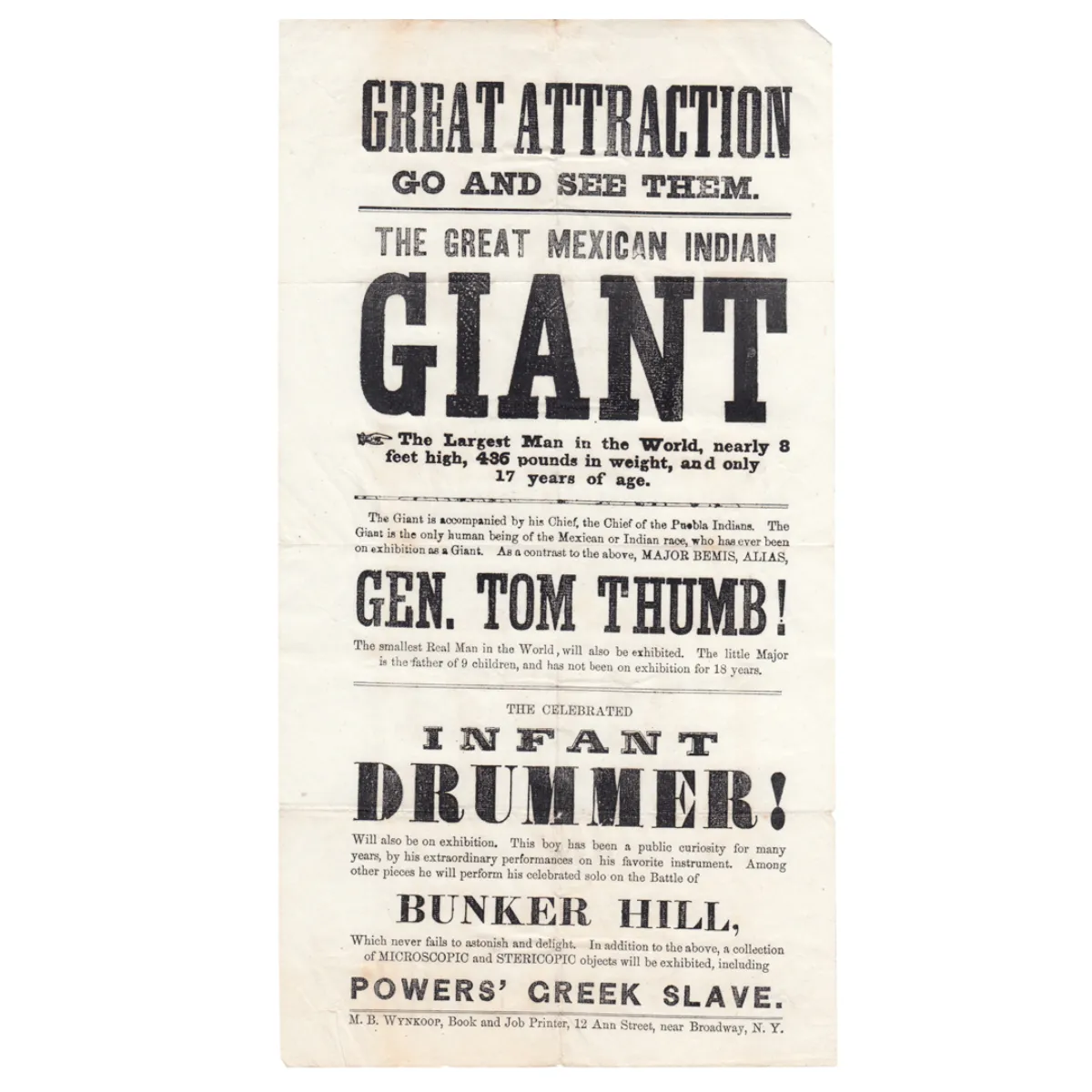 CS0031 Rare Circus Sideshow Broadside THE GREAT MEXICAN INDIAN GIANT