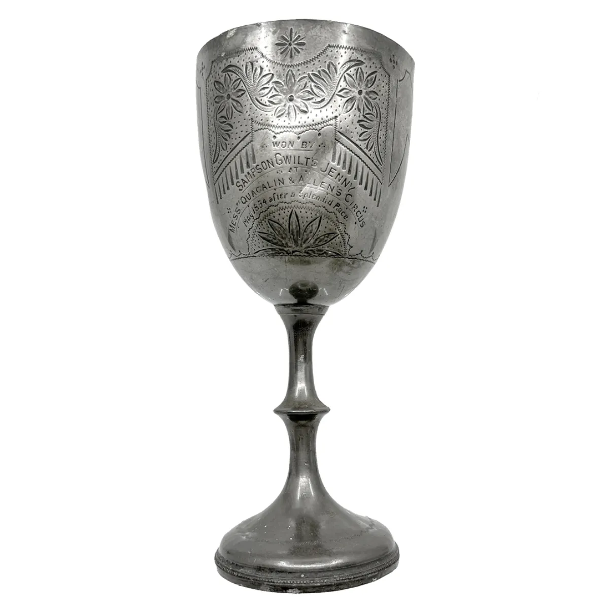 1894 Circus Equestrian Trophy Engraved Pewter Cup