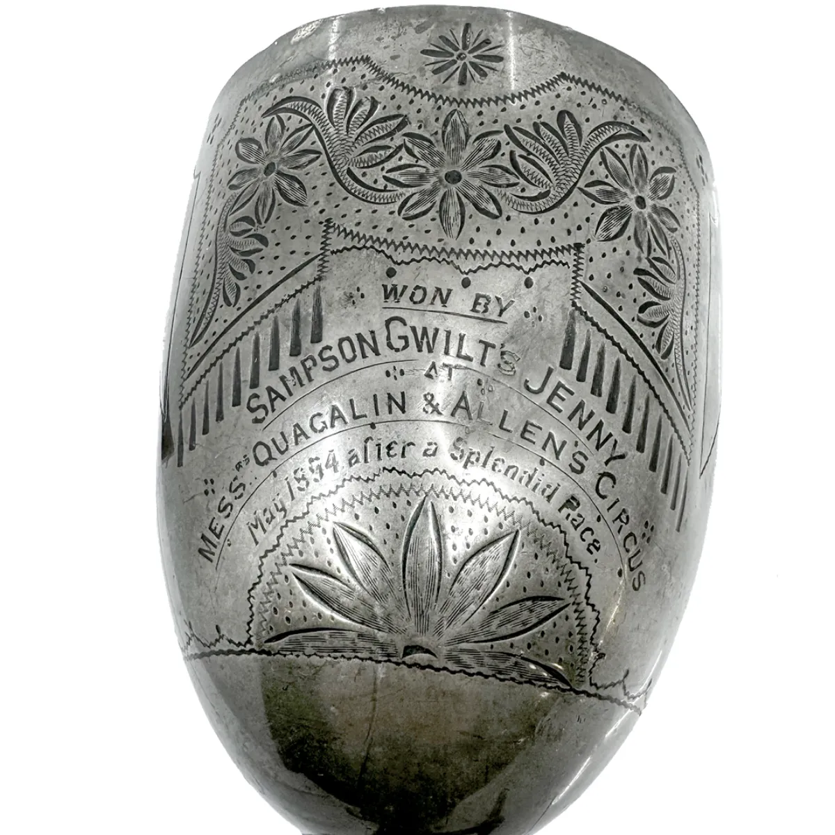 1894 Circus Equestrian Trophy Engraved Pewter Cup