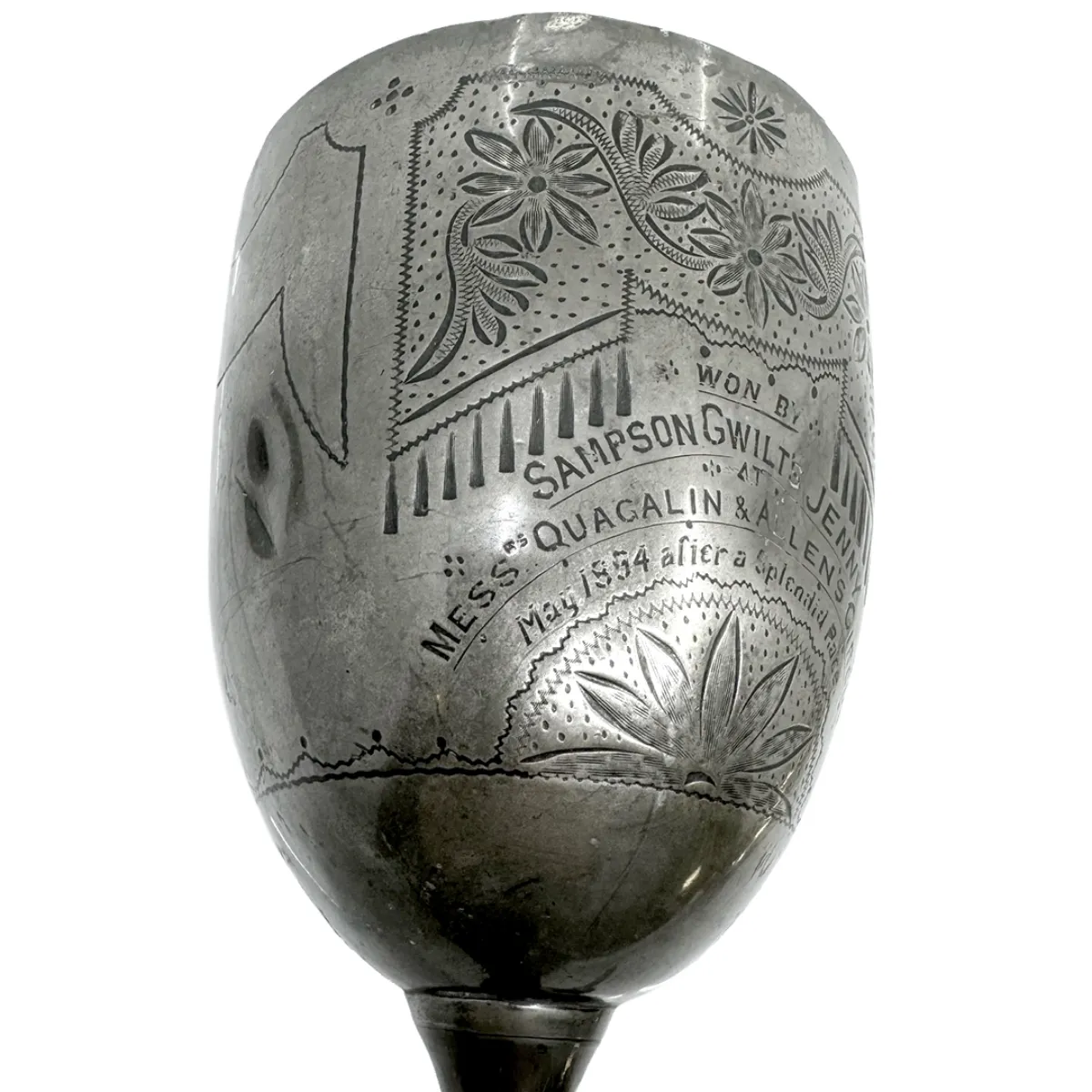 1894 Circus Equestrian Trophy Engraved Pewter Cup