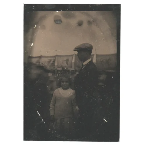 Rare 19th Century Tintype Outdoor Circus Sideshow Banners