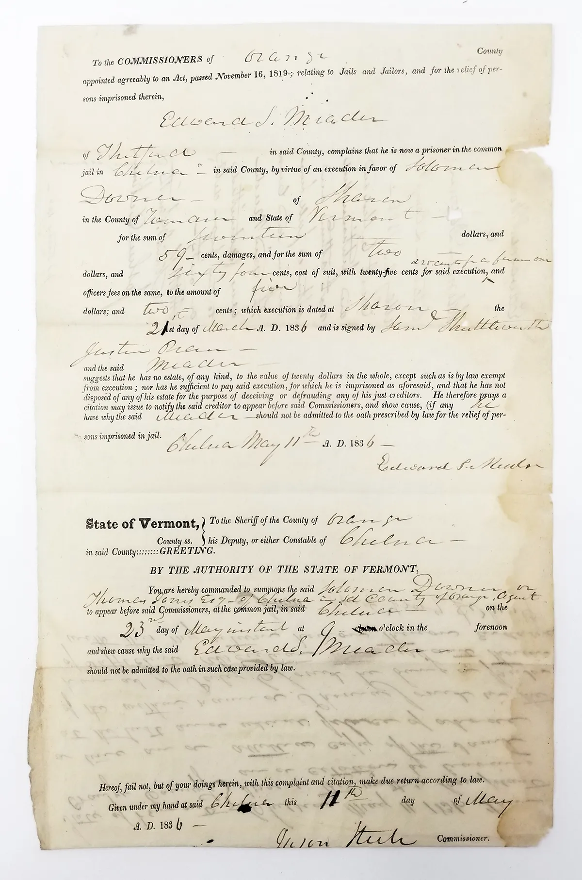 EPH002-A-1 1836 Petition for Release From Debtors' Prison