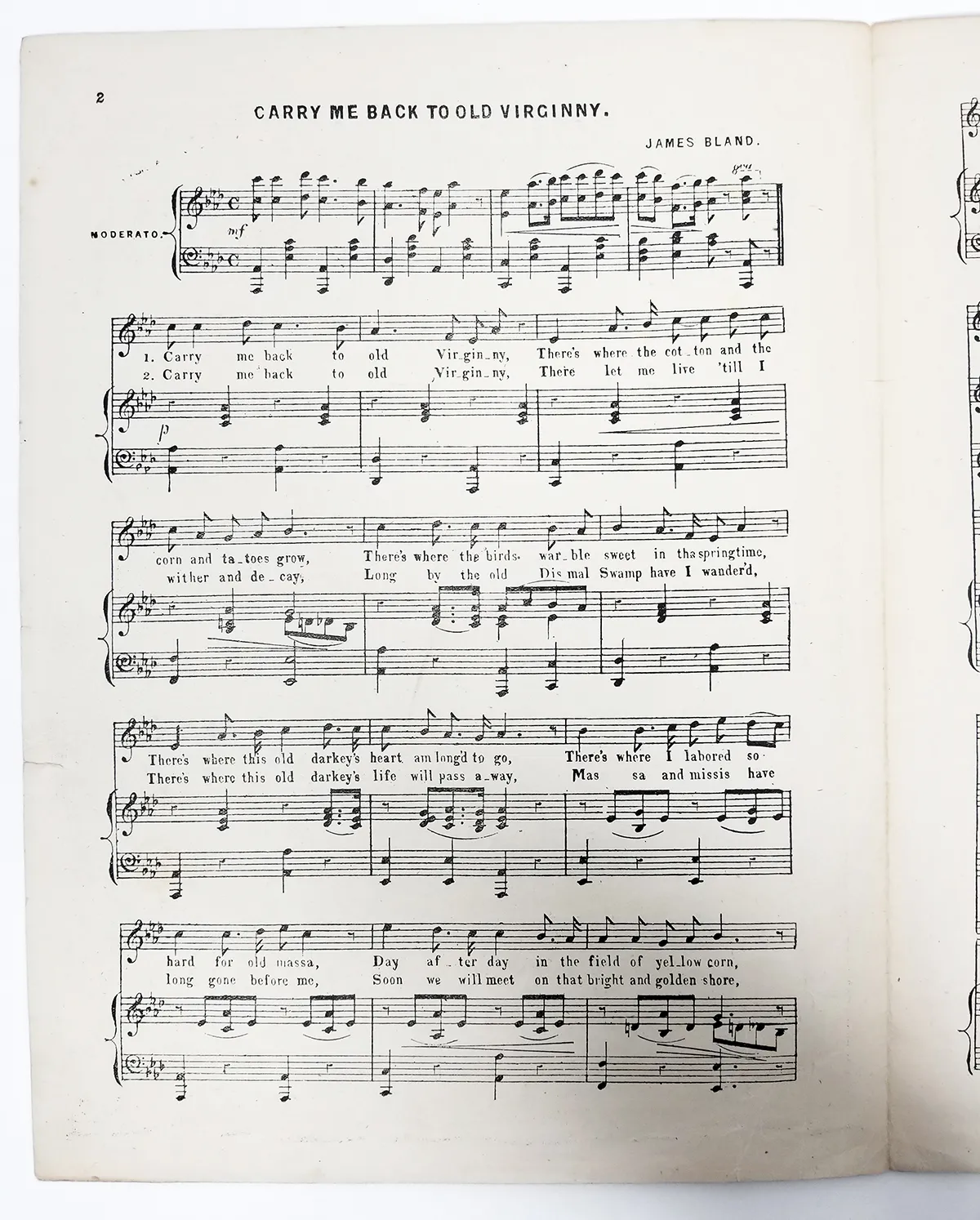 Carry Me Back To Old Virginny Sheet