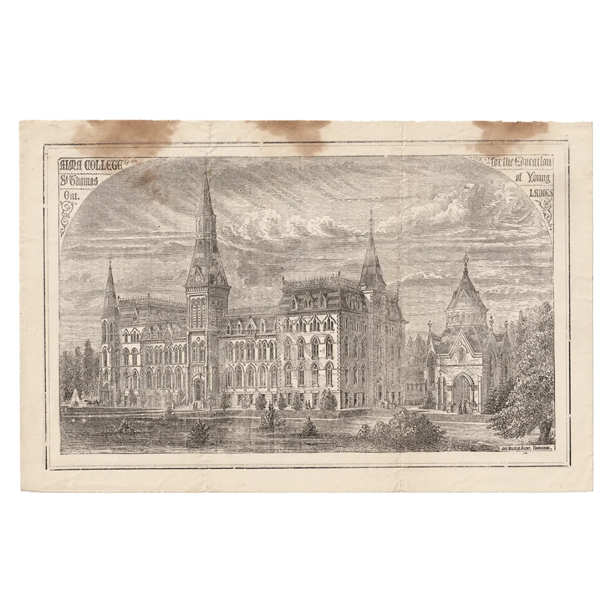 1881 Illustrated Broadside Alma Women’s College St. Thomas Ontario