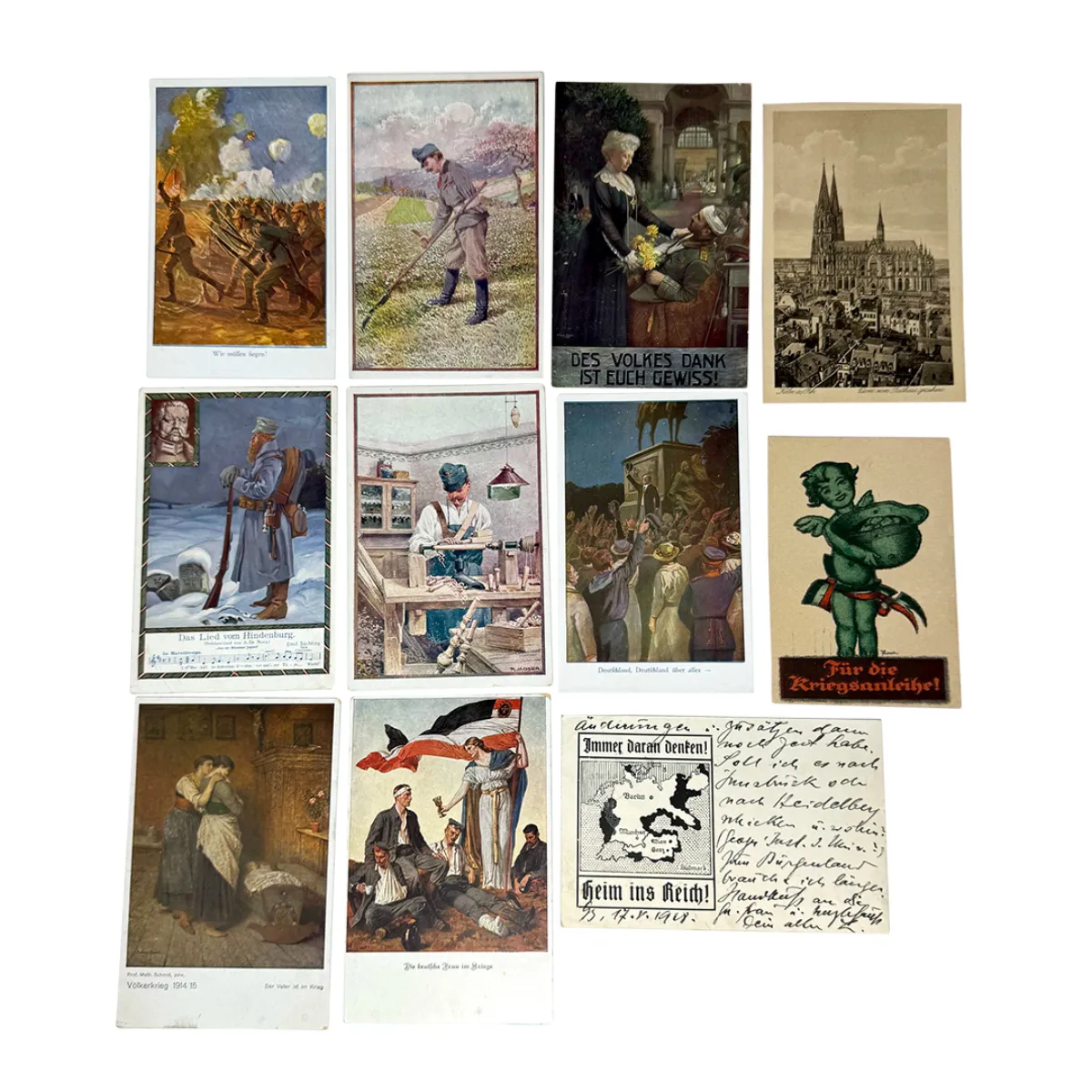 Collection of WW1 German Military Patriotic Post Cards