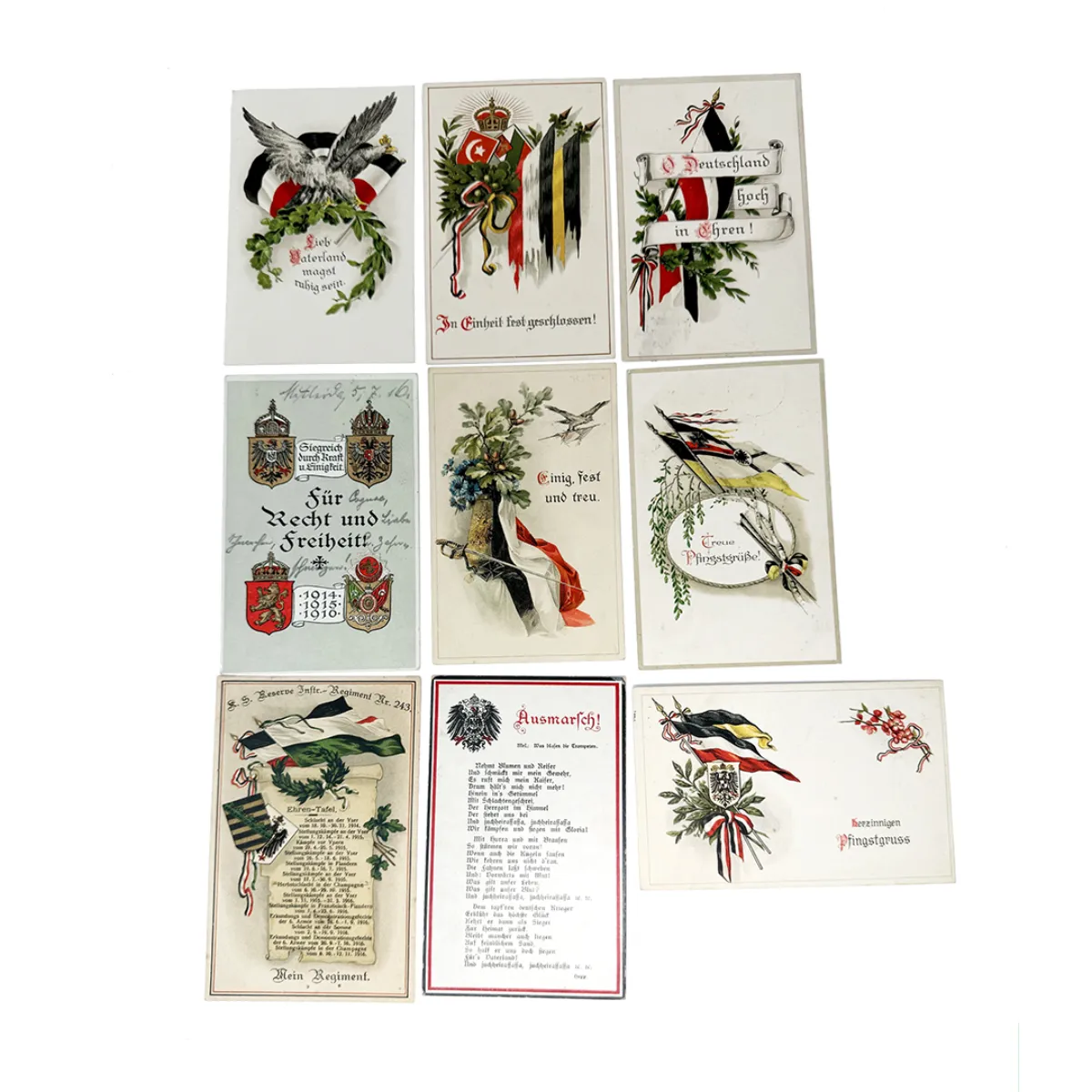 Collection of WW1 German Military Patriotic Post Cards