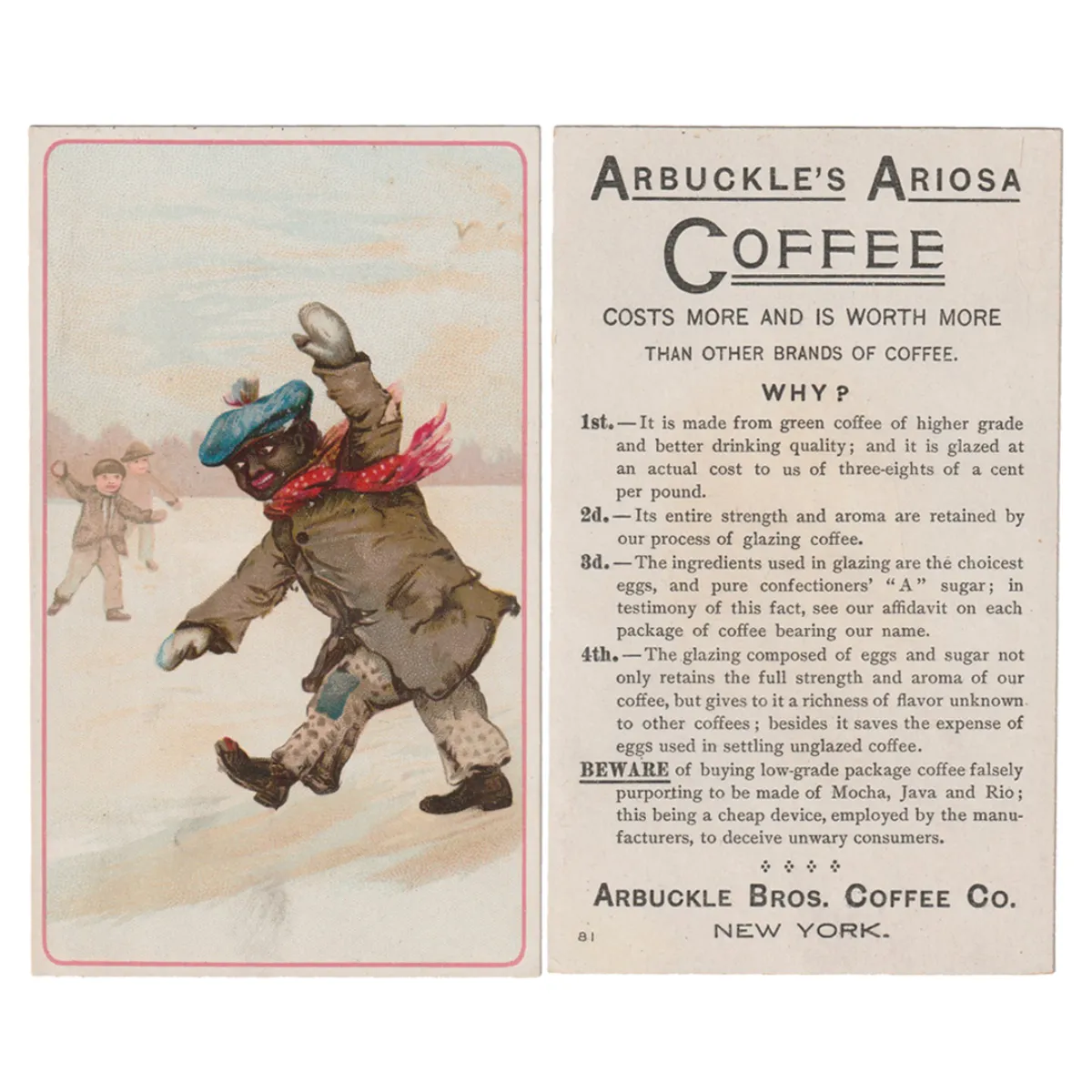 EPH0351 Black Americana Merchant Trade Card Advertising Arbuckle’s Ariosa Coffee