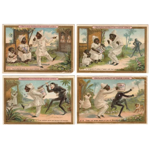 A Series of Four Antique French Black Character Trade Cards