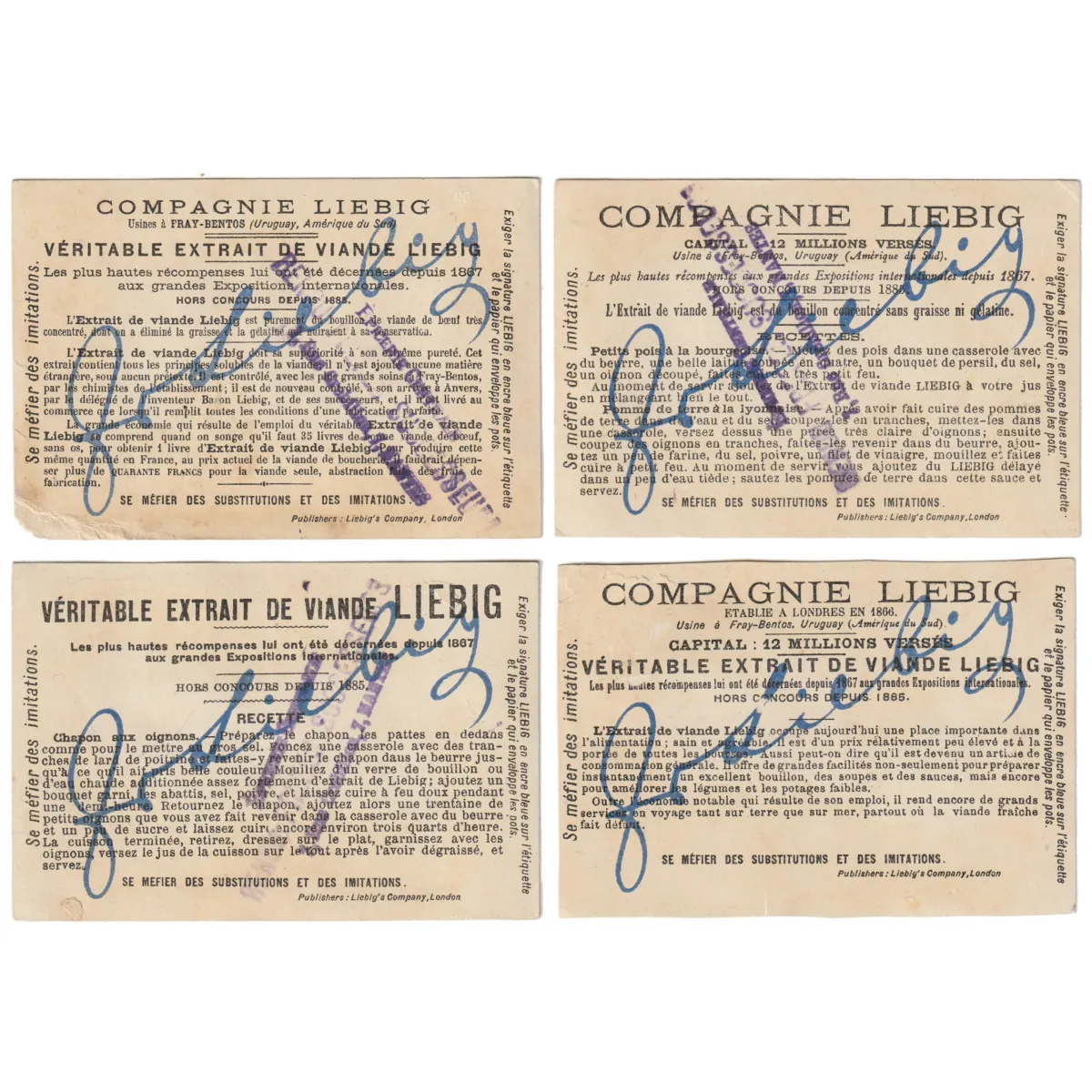 EPH0362 A Series of Four Antique French Black Character Trade Cards