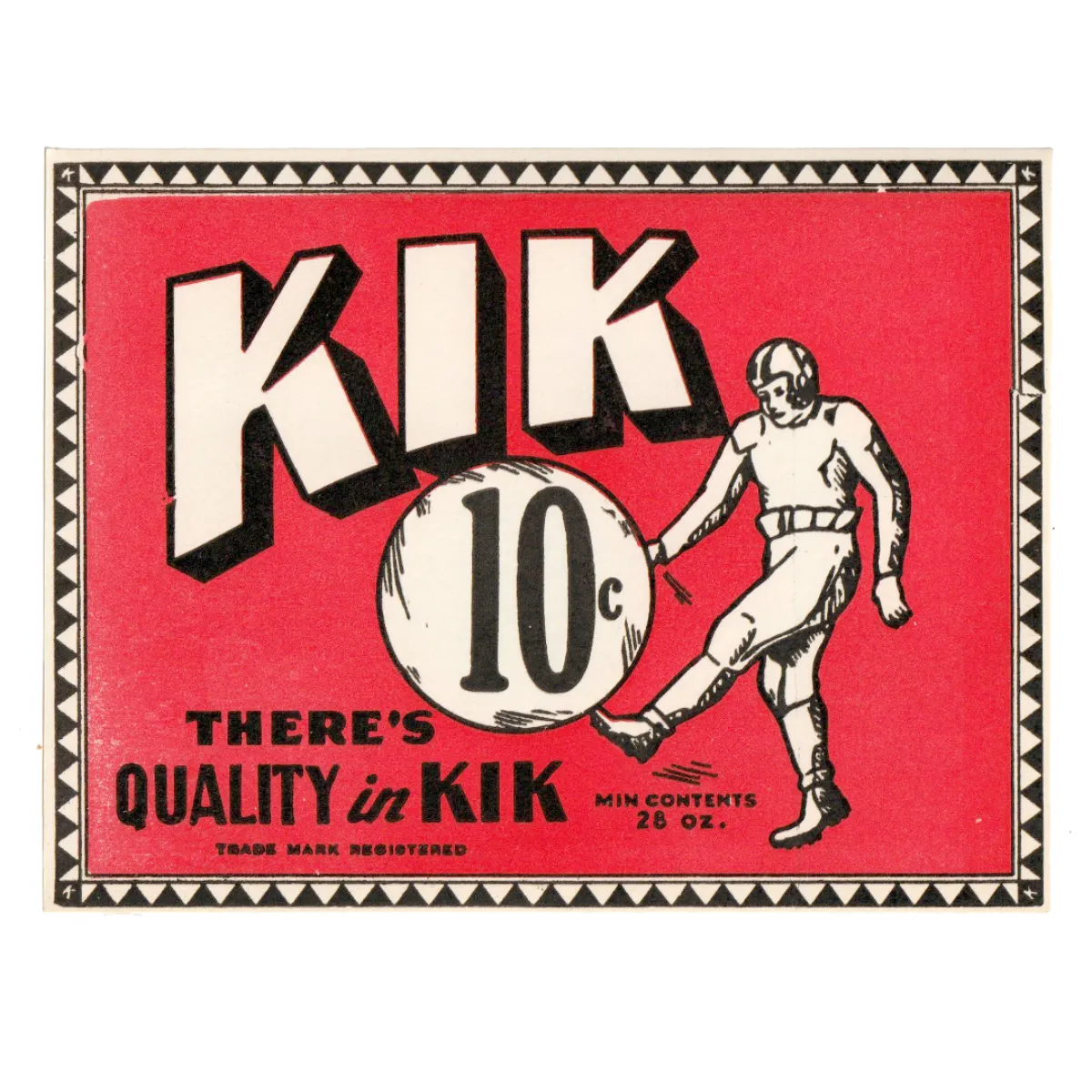 Vintage KIK 10 Cents Soda Label