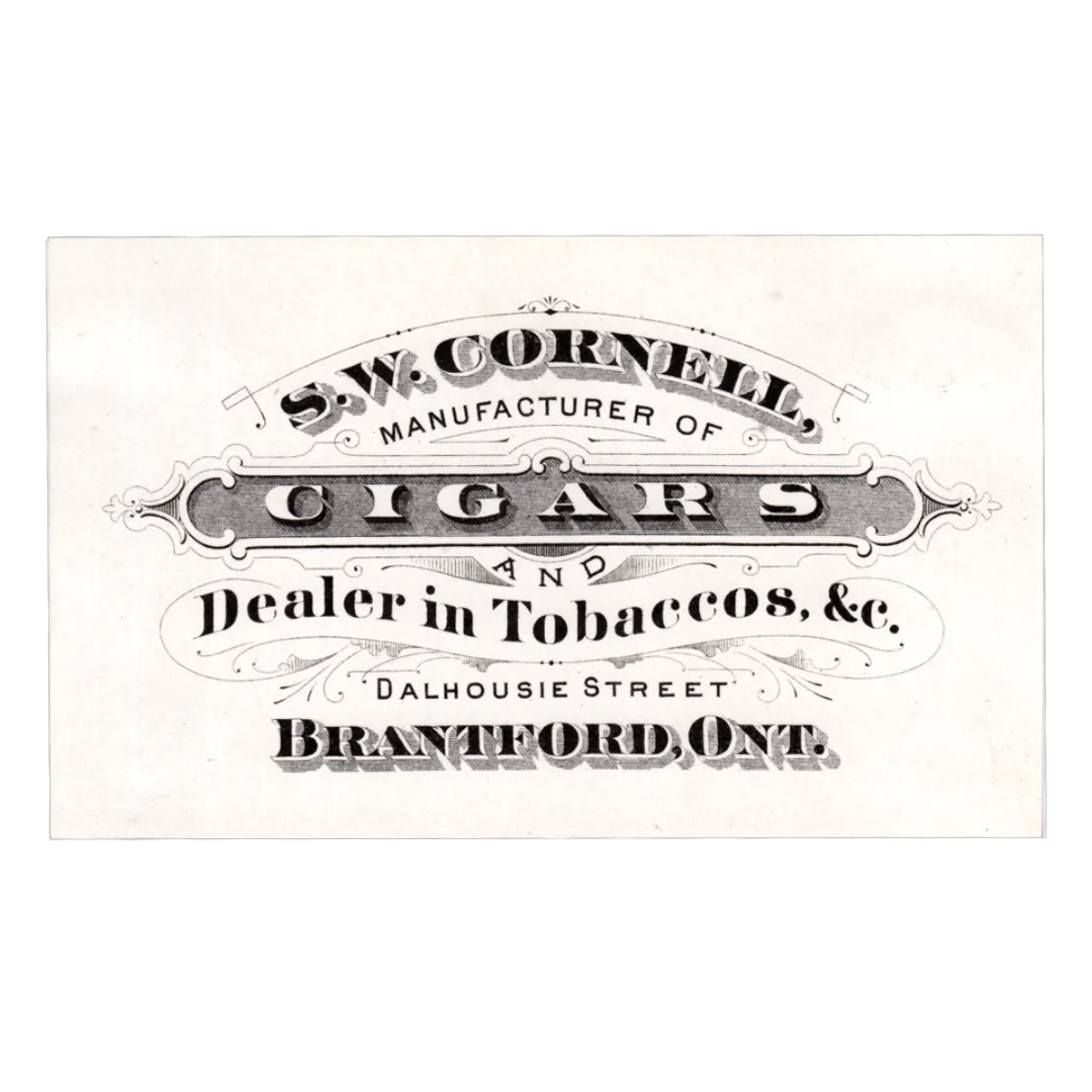 Illustrated Advertising Business Card S.W. Cornell Cigars