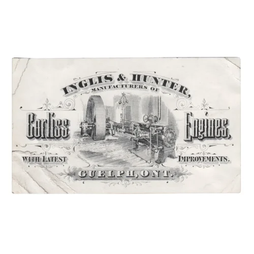 Beautifully Illustrated 19th Century Guelph Corliss Engines Merchant Trade Card