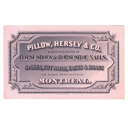 19th Century Pillow Hersey & Co. Merchant Advertising Trade Card Montreal