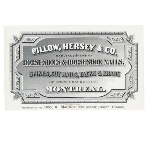 19th Century Pillow Hersey & Co. Merchant Advertising Trade Card Montreal