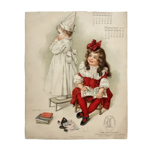 January 1904 Maud Humphrey Illustrated Calendar Page