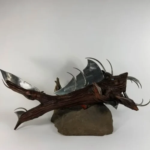 FA009-20190228_180431 Original metal and wood sculpture monster fish