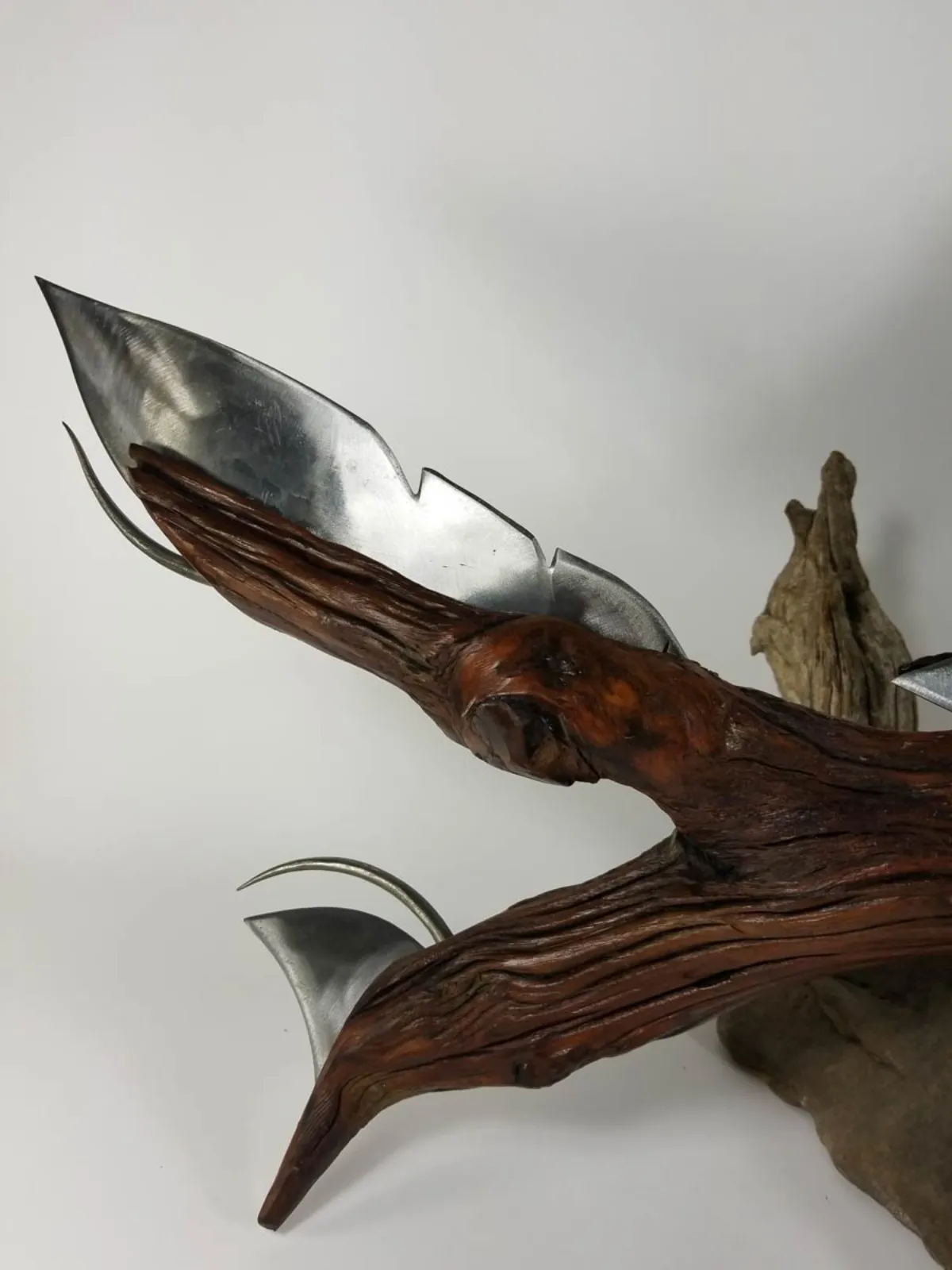 Original metal and wood sculpture monster fish