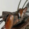Original metal and wood sculpture monster fish