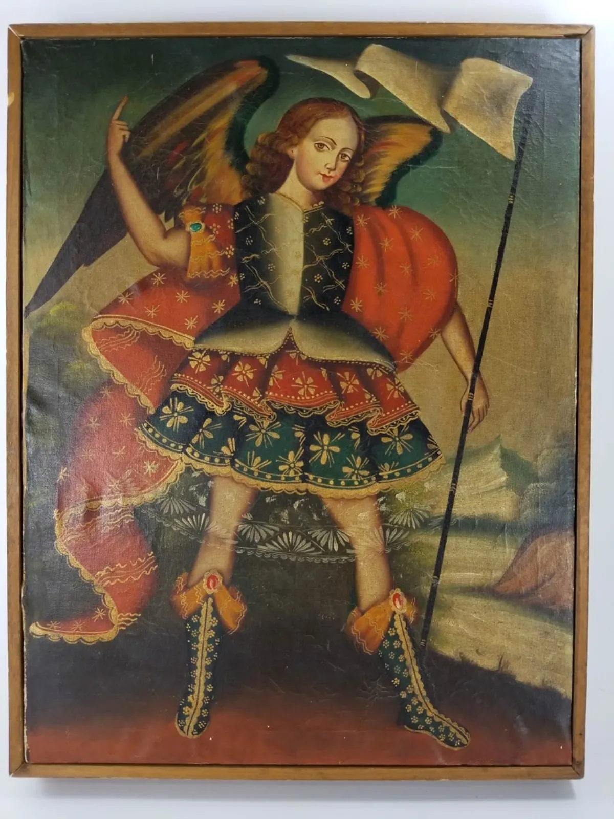 19th Century Original Oil On Canvas Michael Archangel
