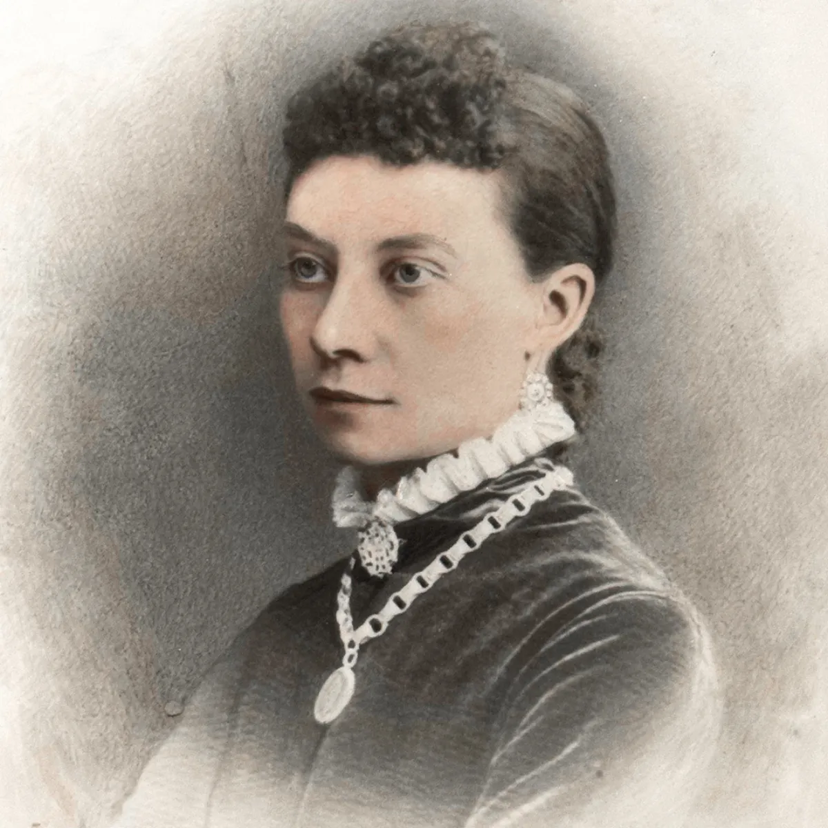 FA0572 19th Century Hand Coloured Illustrated Photographic Portrait on Milk Glass