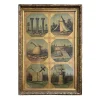 Large Masonic Illustration Print Ornately Framed Victorian Era