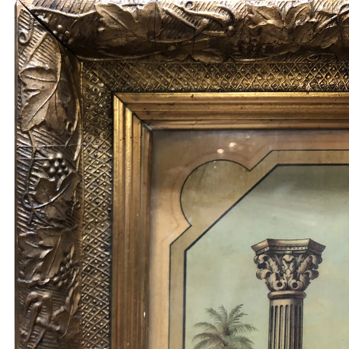 Large Masonic Illustration Print Ornately Framed Victorian Era