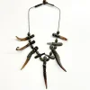 IP1381 Boar Tusk, Antler and Carved Figural Necklace