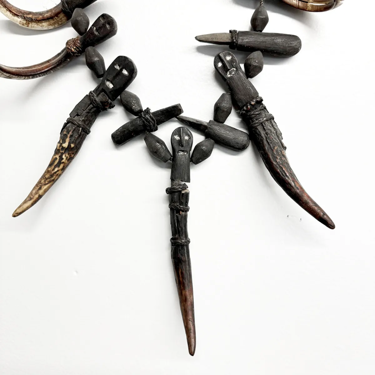 IP1382 Boar Tusk, Antler and Carved Figural Necklace