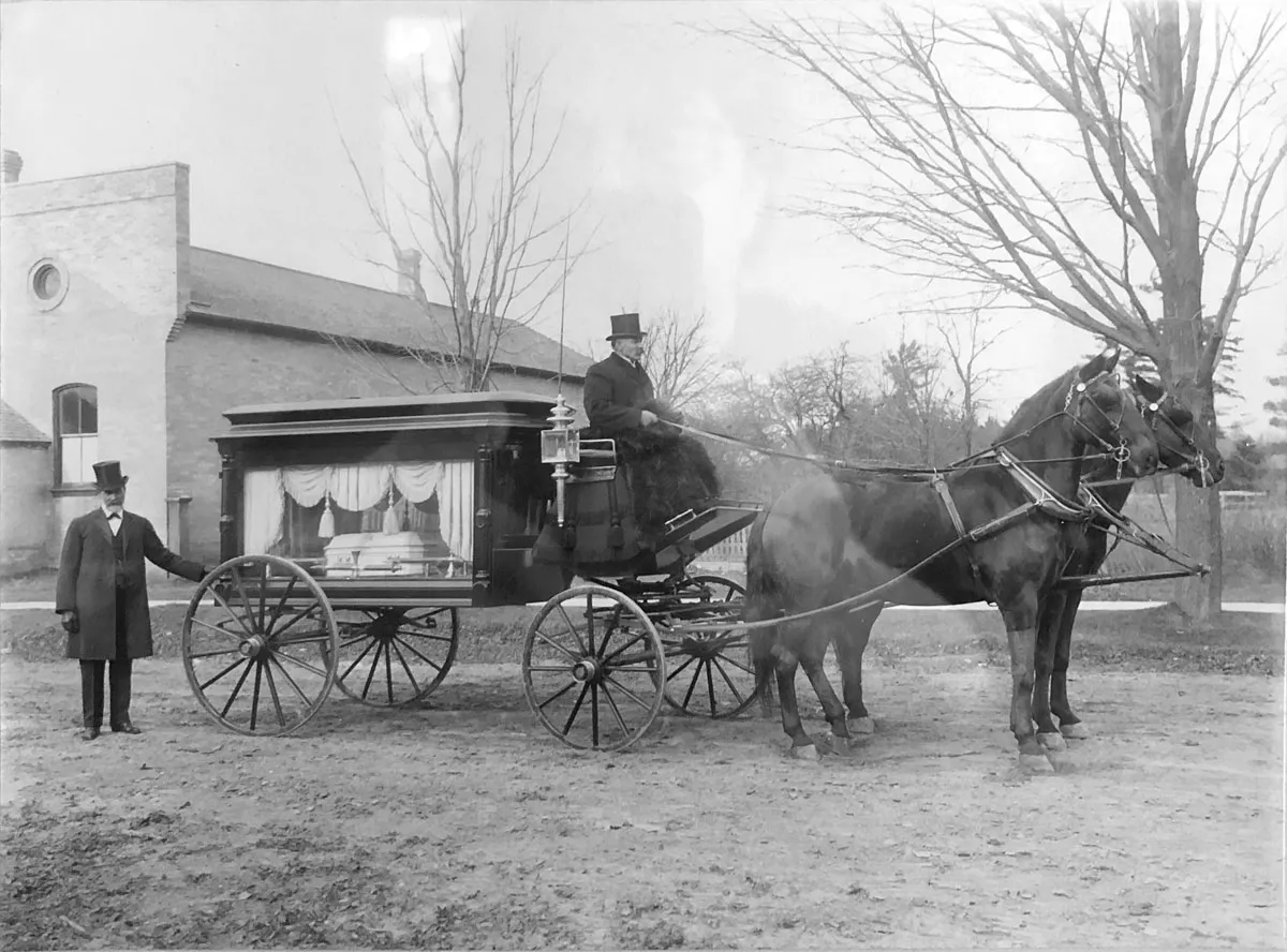 19TH CENTURY FUNERAL CARRIAGE PHOTOGRAPH OTTERVILLE ONTARIO