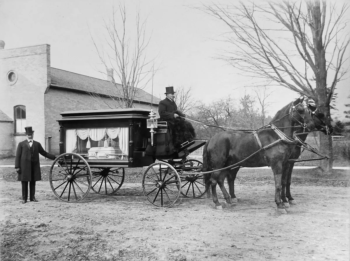 19TH CENTURY FUNERAL CARRIAGE PHOTOGRAPH OTTERVILLE ONTARIO
