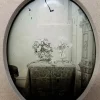 Rare Ambrotype Stereoview Salesman Sample Still Life Two Flower Funeral Arrangements