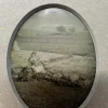 Rare Ambrotype Stereoview Salesman Sample Still Life Graveside Flower Arrangement